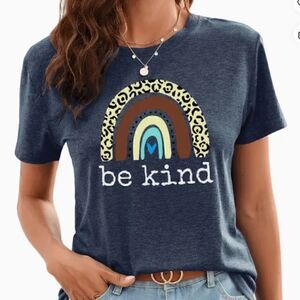 NEW! Retro Rainbow Be Kind Short Sleeve T Shirt Boho Hippie Festival Trendy
